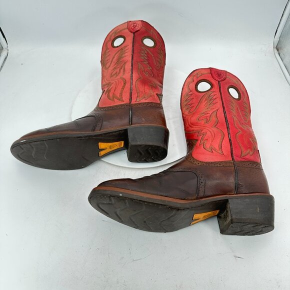 Ariat Men Size 10.5EE 34879 Brown Red Leather Cowboy Mid Calf Western Boot - Picture 7 of 14